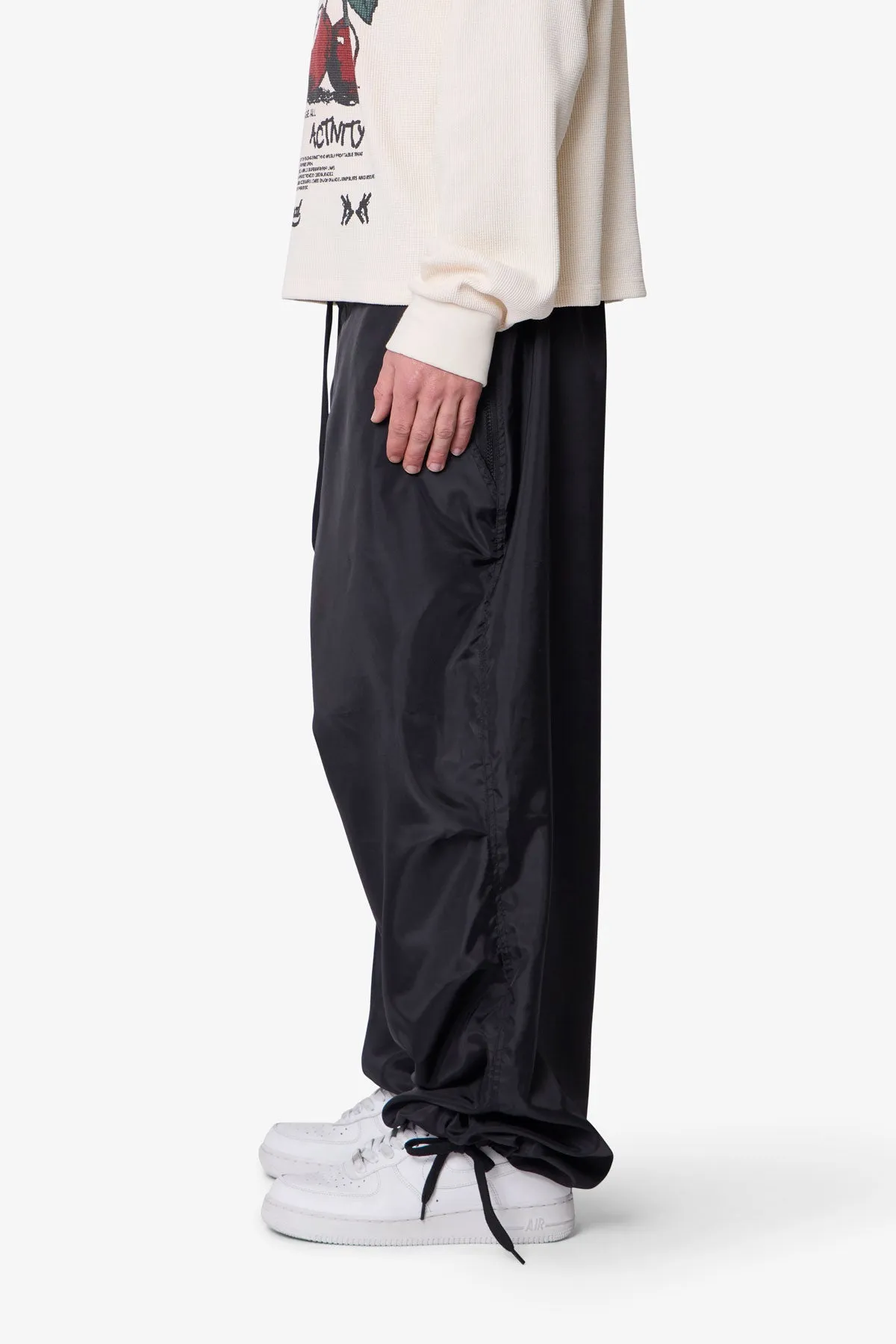 Cinched Baggy Nylon Pants - Black sold by MNML product image thumbnail 4