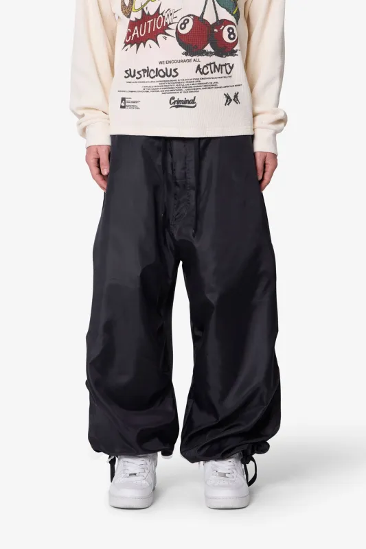 Cinched Baggy Nylon Pants - Black sold by MNML