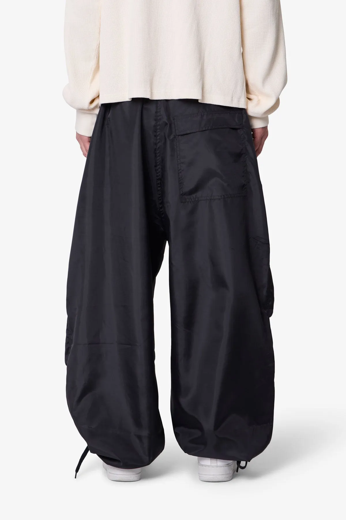 Cinched Baggy Nylon Pants - Black sold by MNML product image thumbnail 5