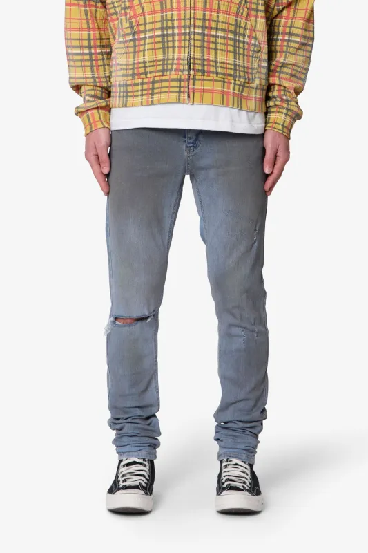 Oil Ruched Skinny Denim - Blue made by MNML