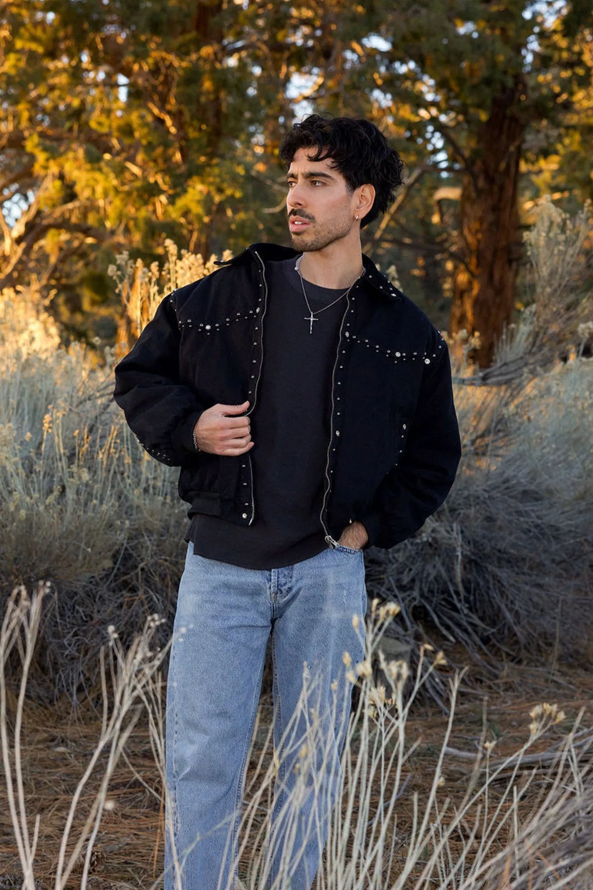 Studded Work Jacket - Washed Black sold by MNML product image thumbnail 3