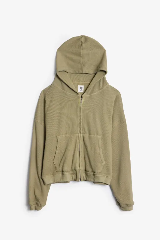 Double Layered Thermal Hoodie - Washed Olive sold by MNML