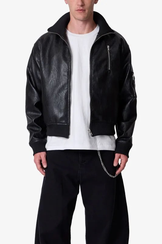 Leather Pilot Jacket - Black sold by MNML
