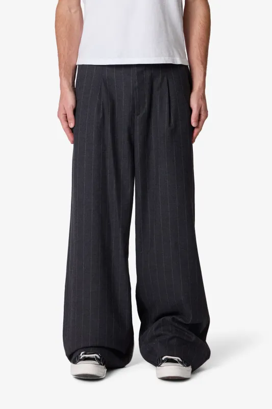 Easy Pleated Stripe Trouser - Grey/White sold by MNML