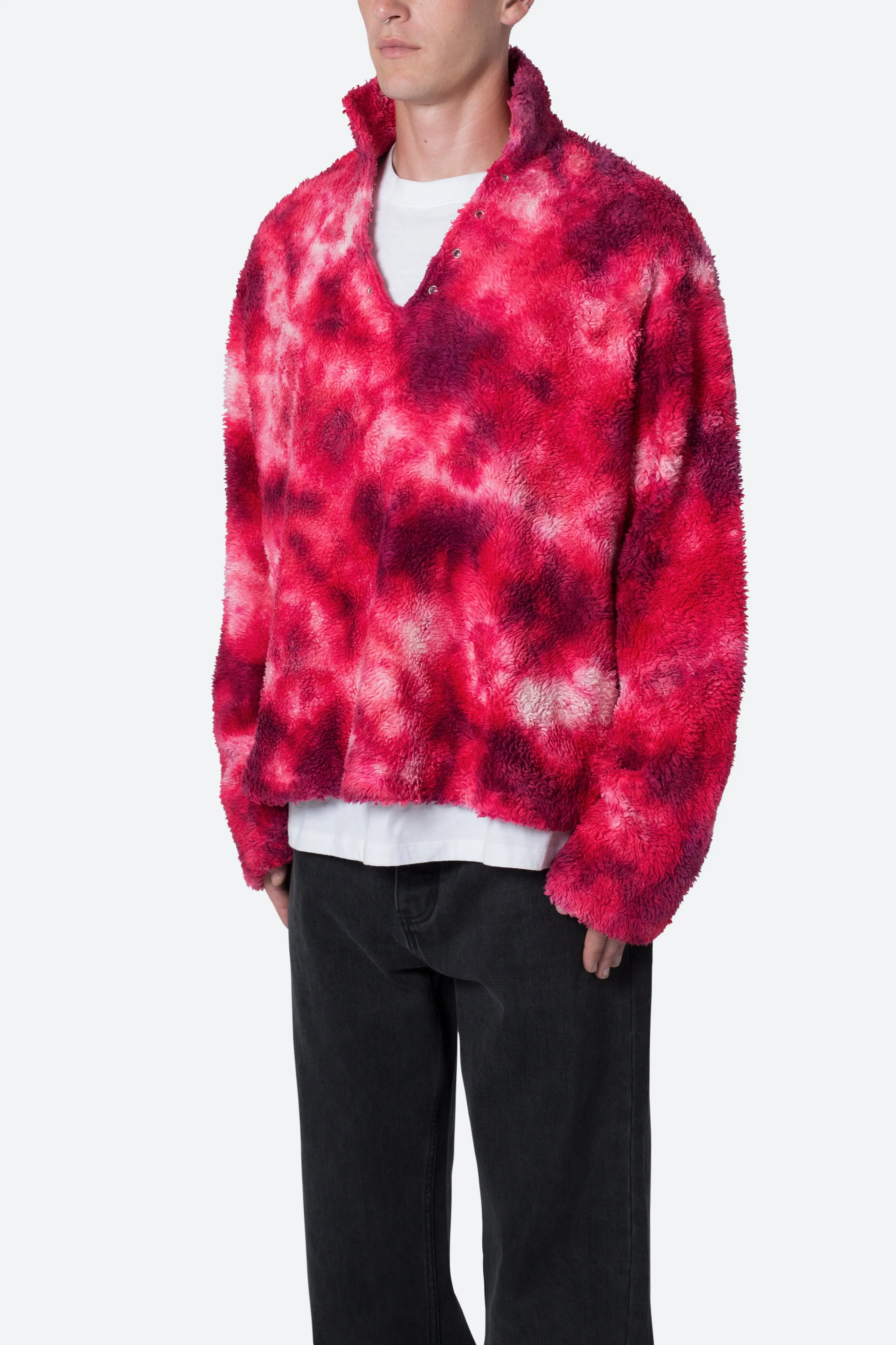 Tie Dye Sherpa Pullover Sweater - Magenta sold by MNML product image thumbnail 3
