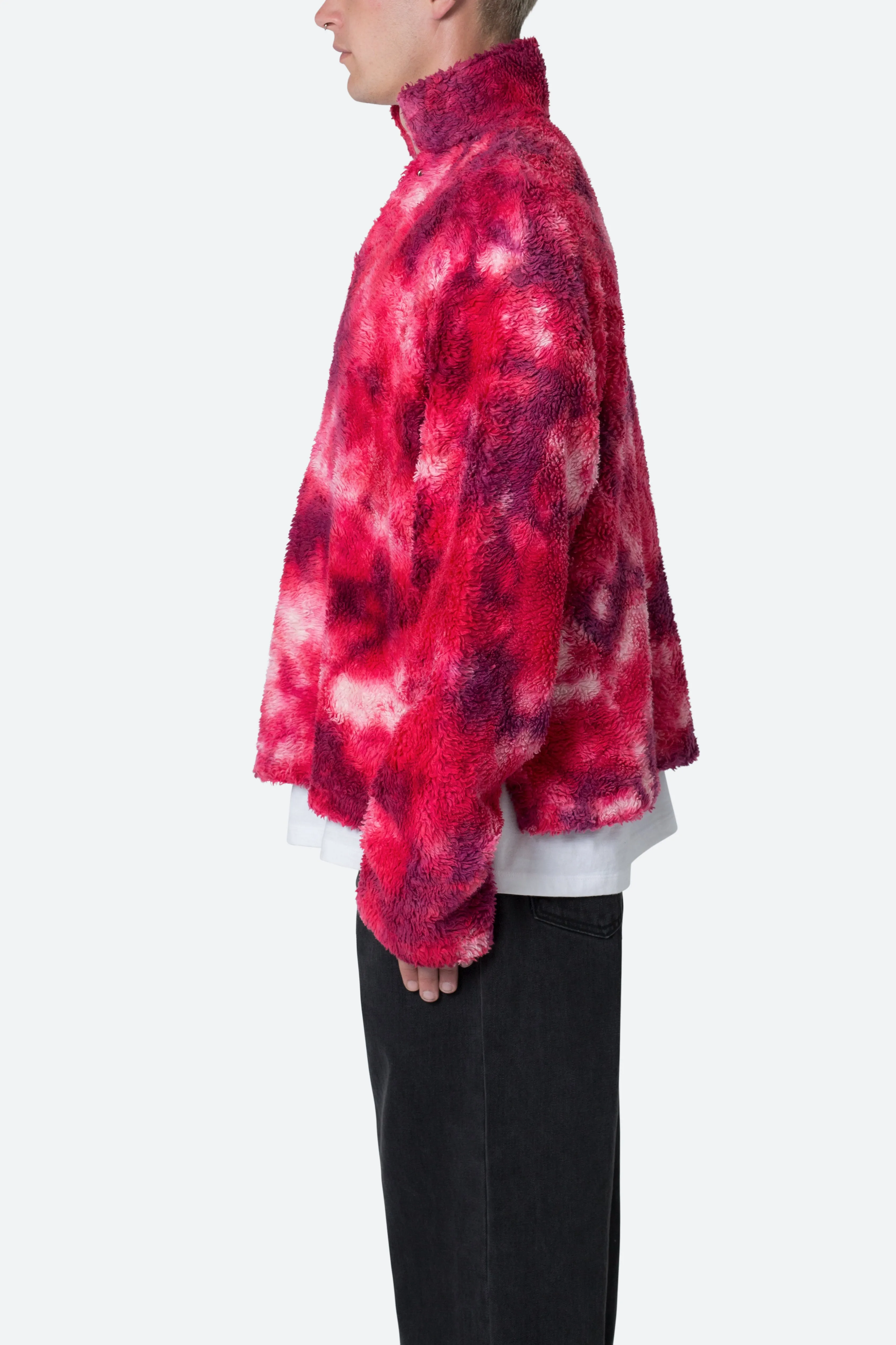 Tie Dye Sherpa Pullover Sweater - Magenta sold by MNML product image thumbnail 4