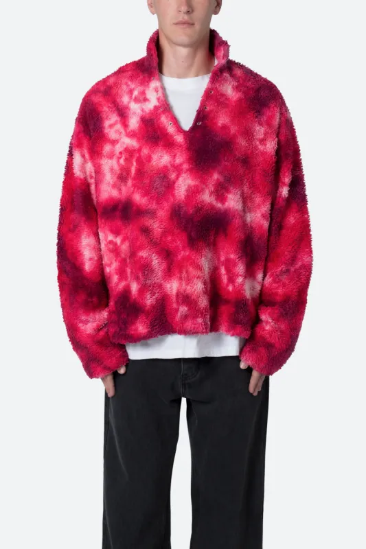 Tie Dye Sherpa Pullover Sweater - Magenta sold by MNML