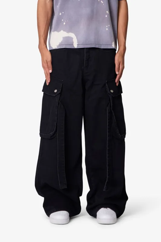 Washed Cargo Pants - Washed Black sold by MNML