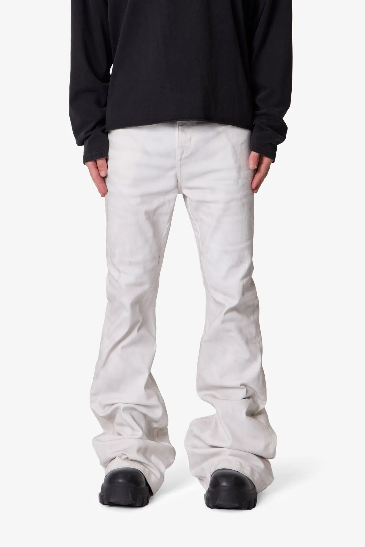 Super Stacked Denim - White sold by MNML