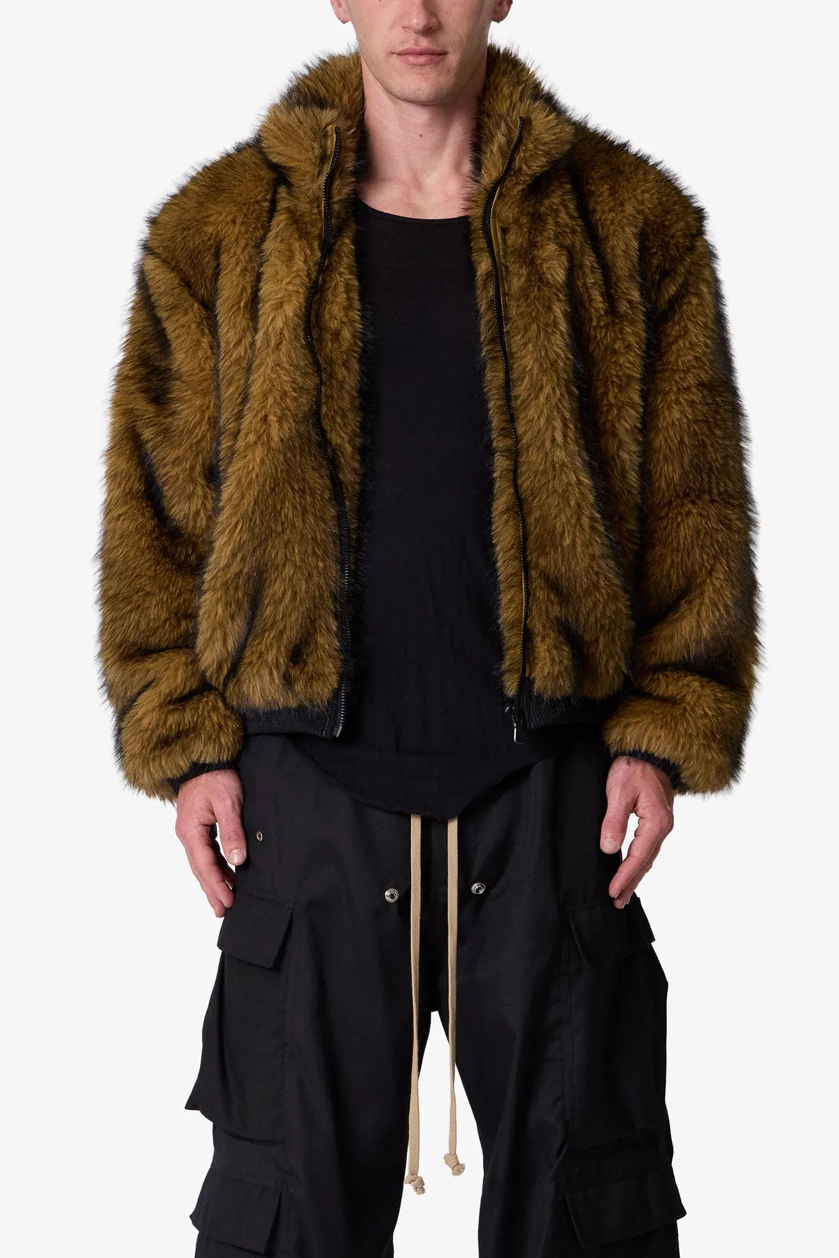 Fur Zip Up Jacket - Brown sold by MNML