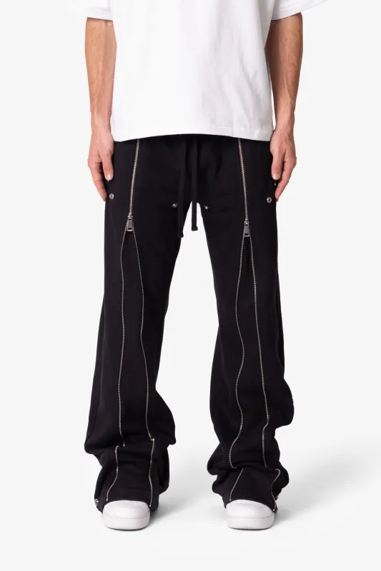 Rivet Zipper Flare Sweatpants - Black sold by MNML