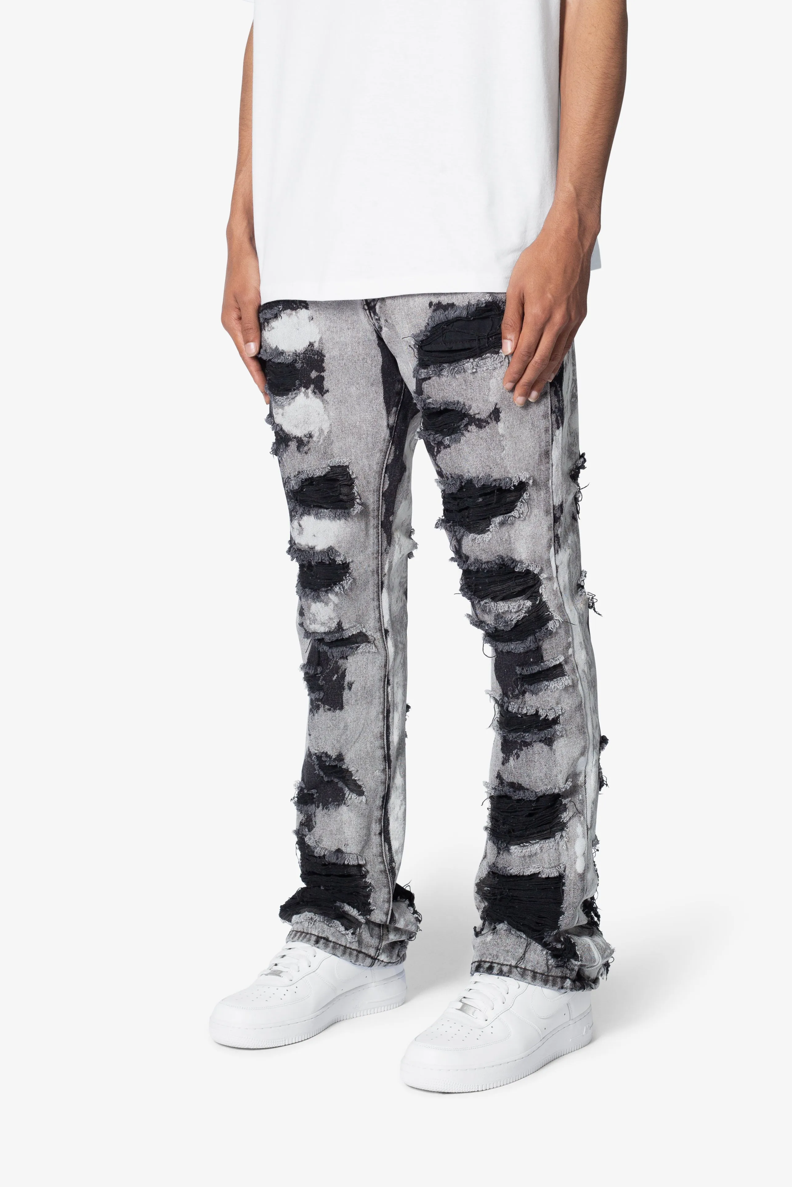 B668 Distressed Flare Denim - Light Grey sold by MNML product image thumbnail 3