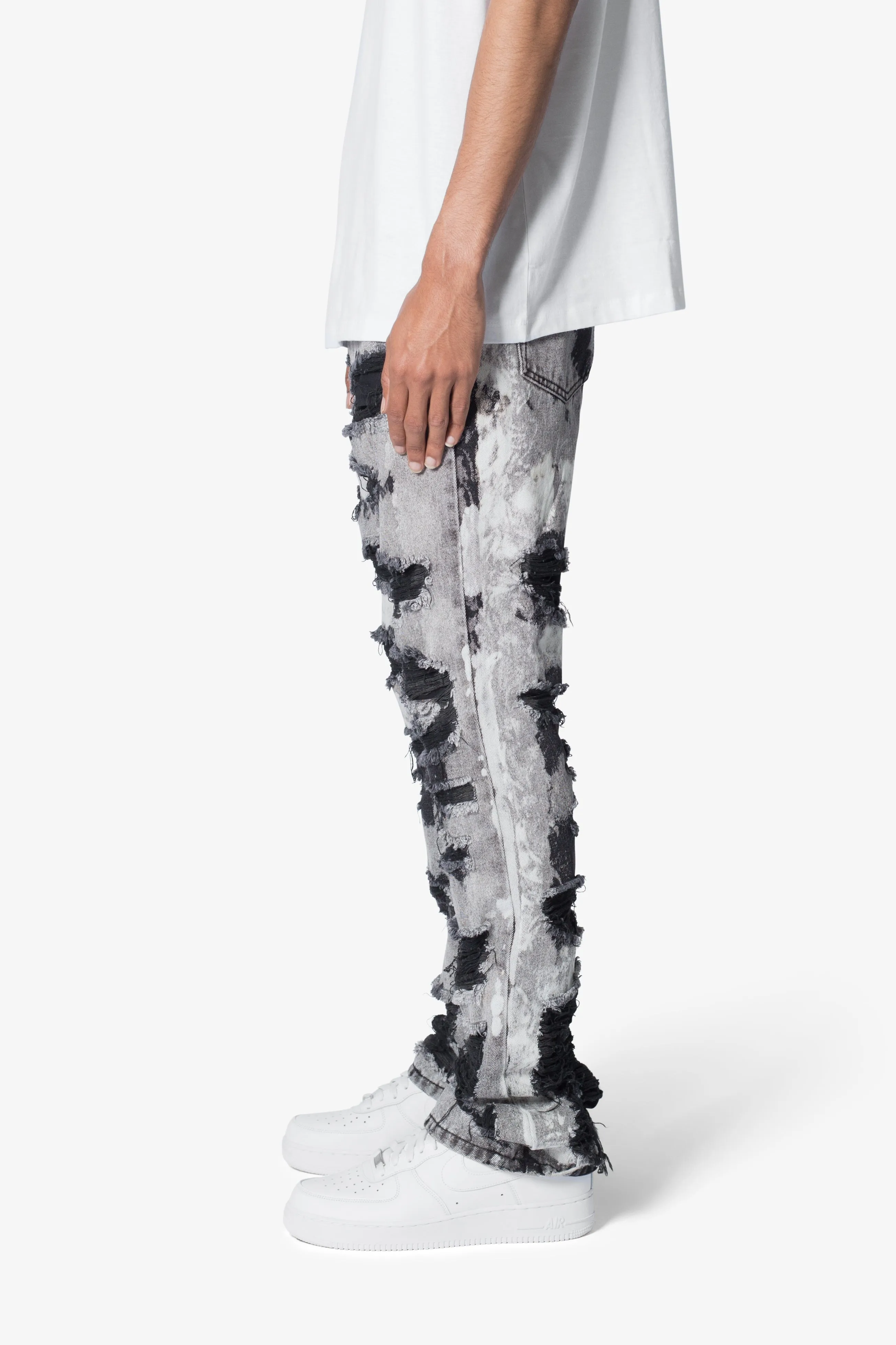 B668 Distressed Flare Denim - Light Grey sold by MNML product image thumbnail 4