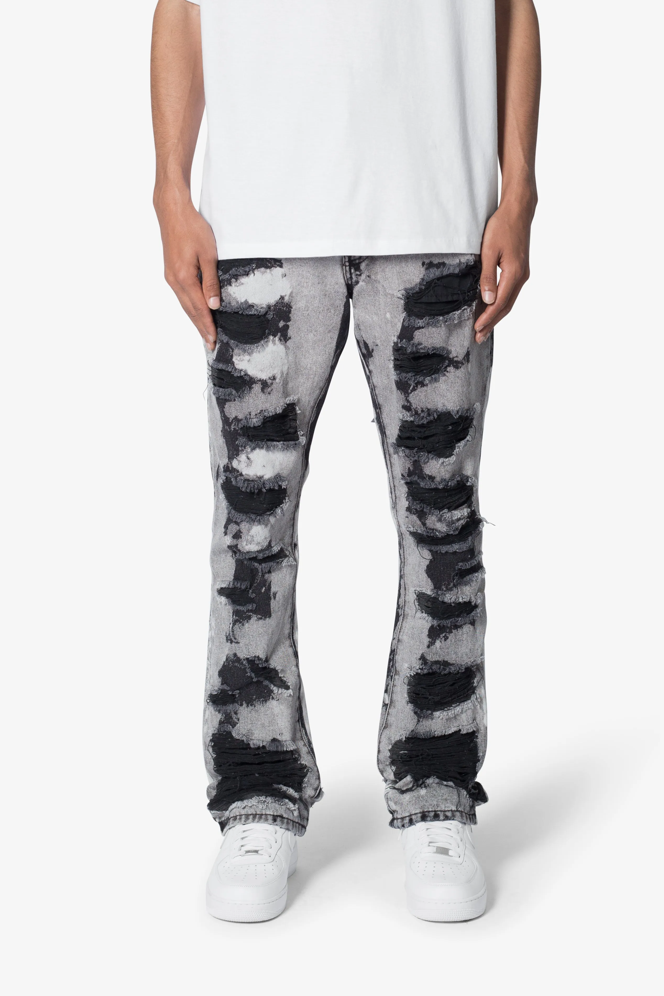 B668 Distressed Flare Denim - Light Grey sold by MNML product image thumbnail 2