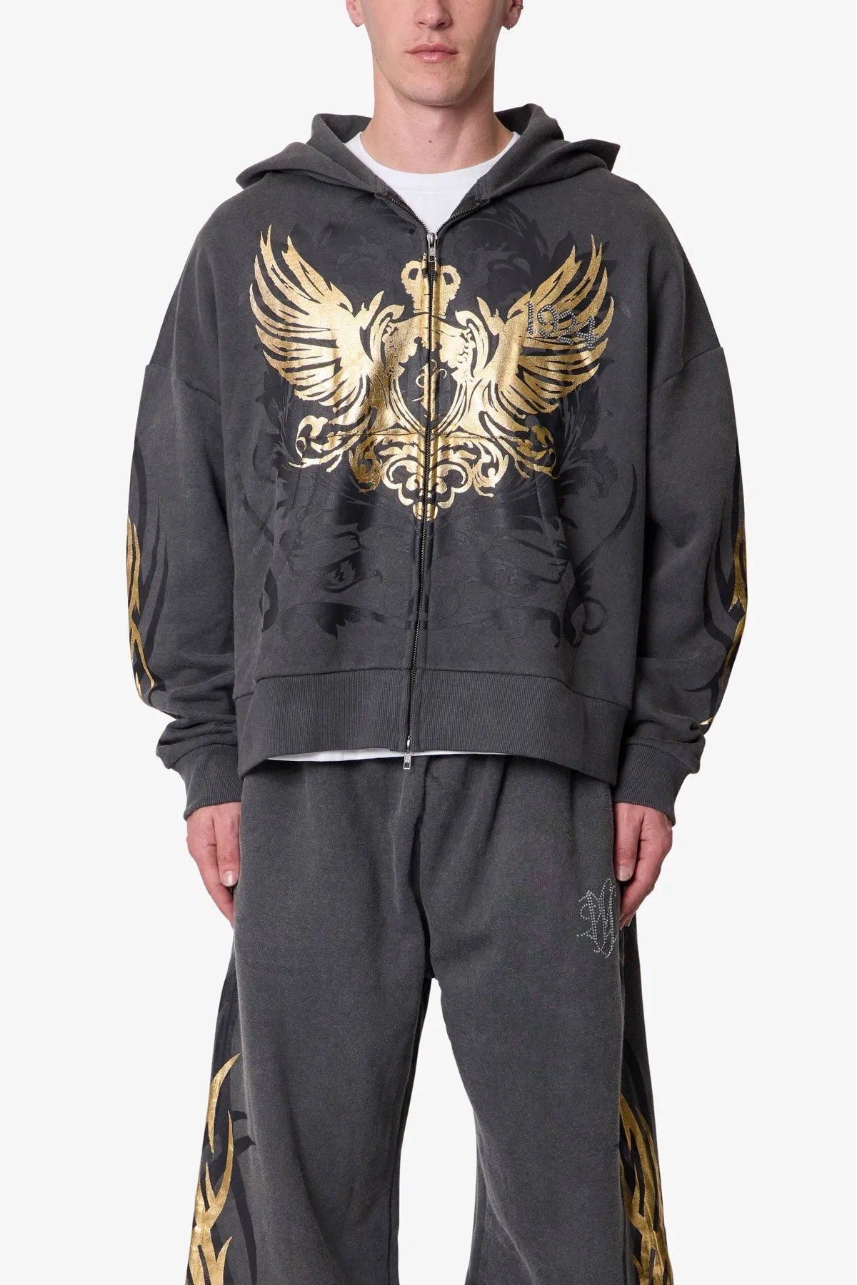 Gold Foil Tribal Hoodie - Washed Black sold by MNML product image thumbnail 2
