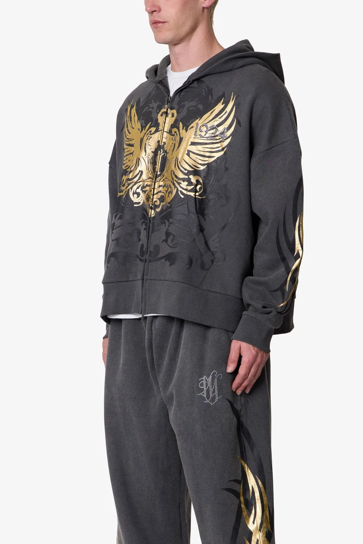 Gold Foil Tribal Hoodie - Washed Black sold by MNML product image thumbnail 3