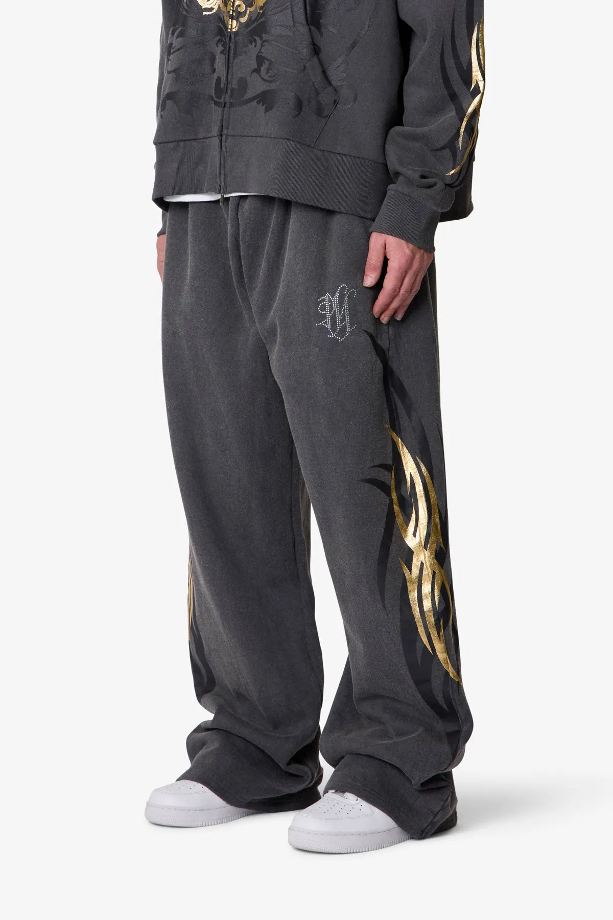 Gold Foil Tribal Sweatpants - Washed Black sold by MNML product image thumbnail 3