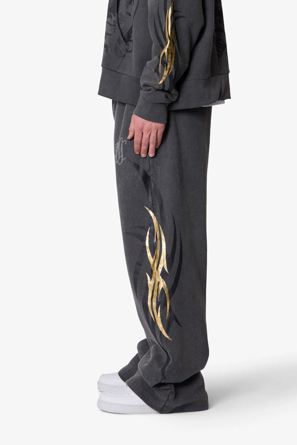 Gold Foil Tribal Sweatpants - Washed Black sold by MNML product image thumbnail 4