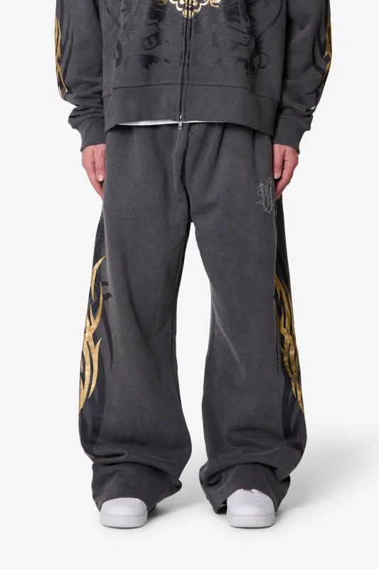 Gold Foil Tribal Sweatpants - Washed Black sold by MNML