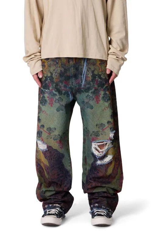 Ultra Baggy Leopard Denim - Multi made by MNML