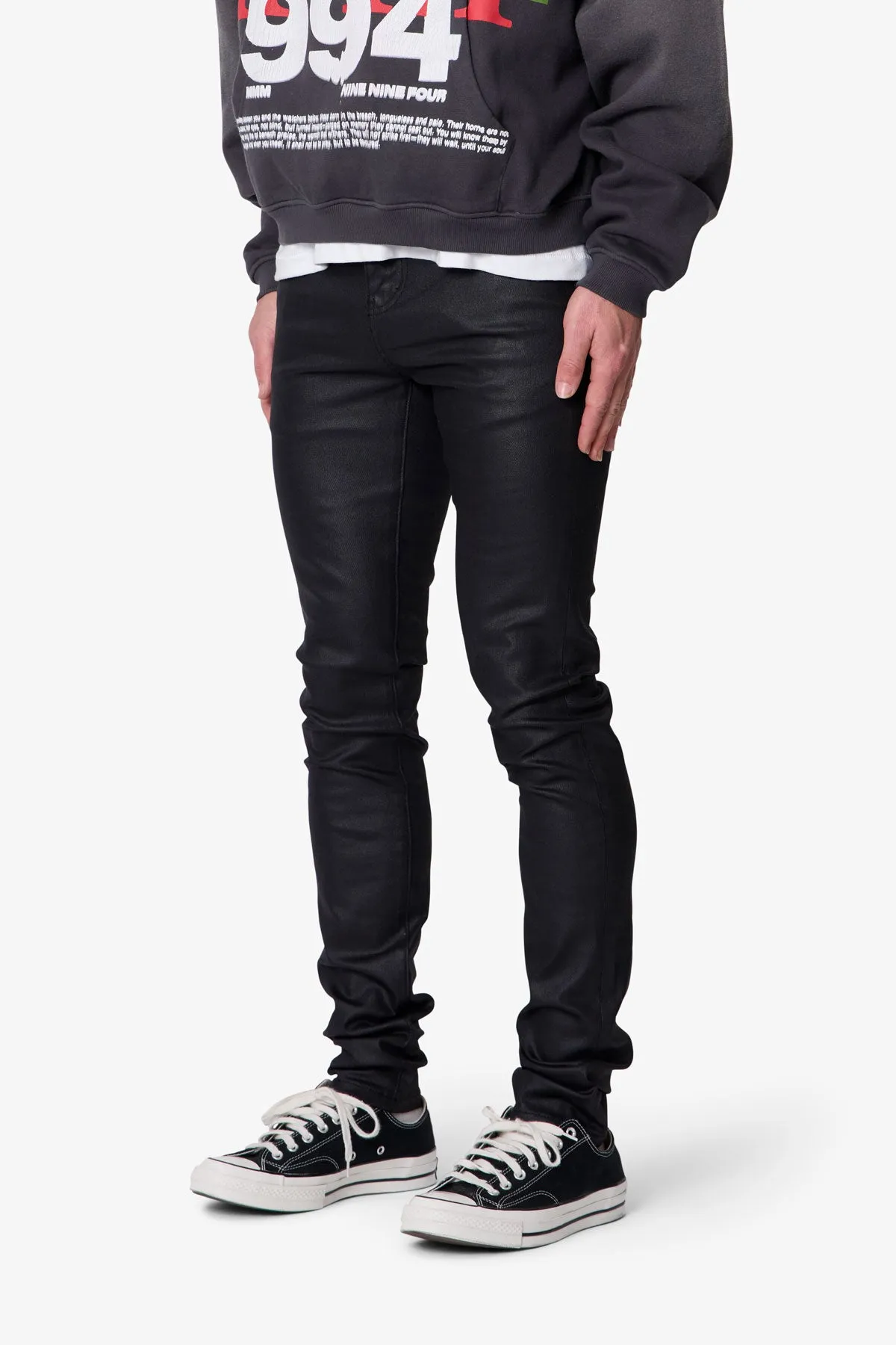 Skinny Waxed Denim - Black sold by MNML product image thumbnail 3