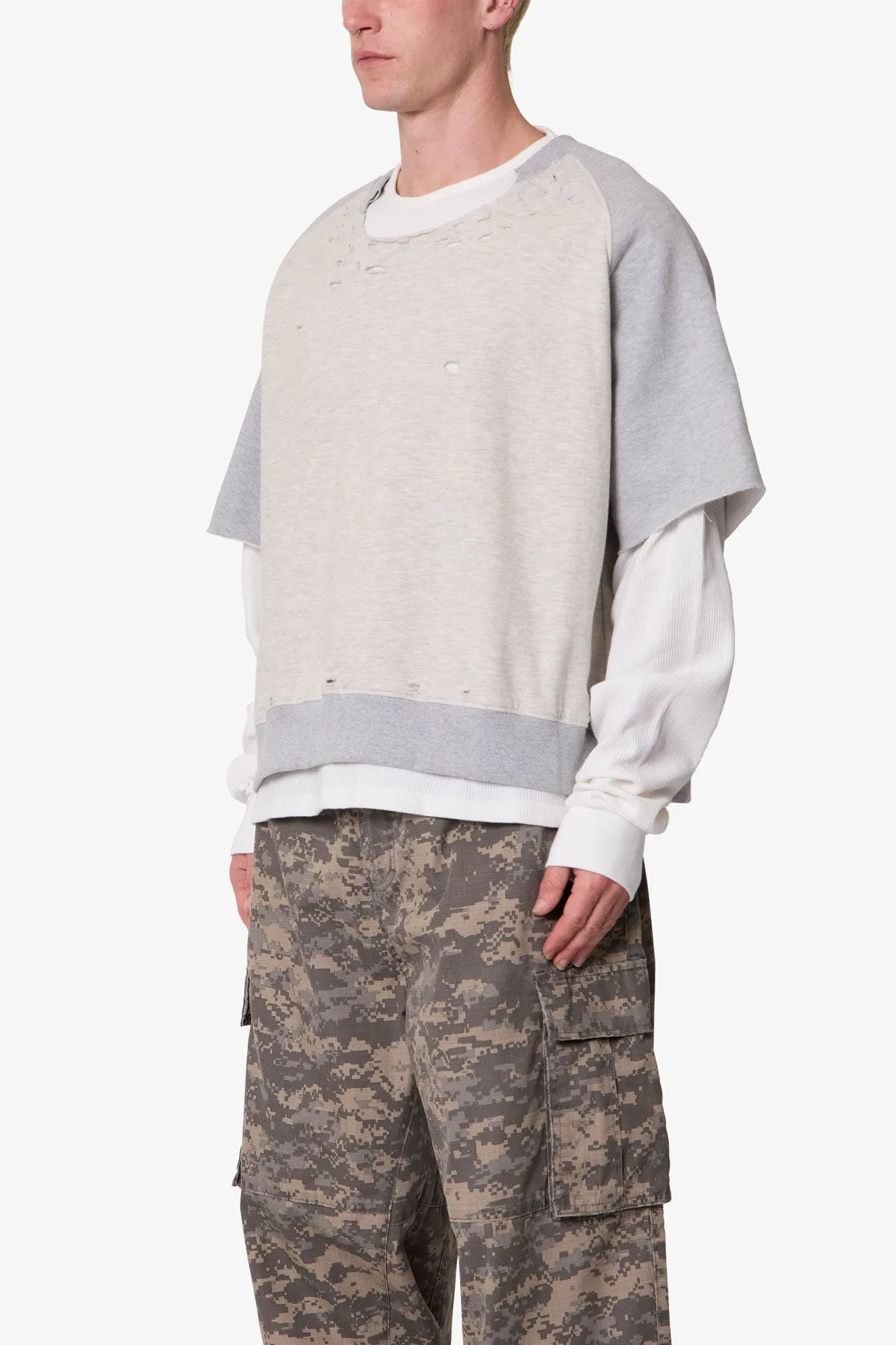 Layered Thermal Raglan Sweater - Heather Grey sold by MNML product image thumbnail 3