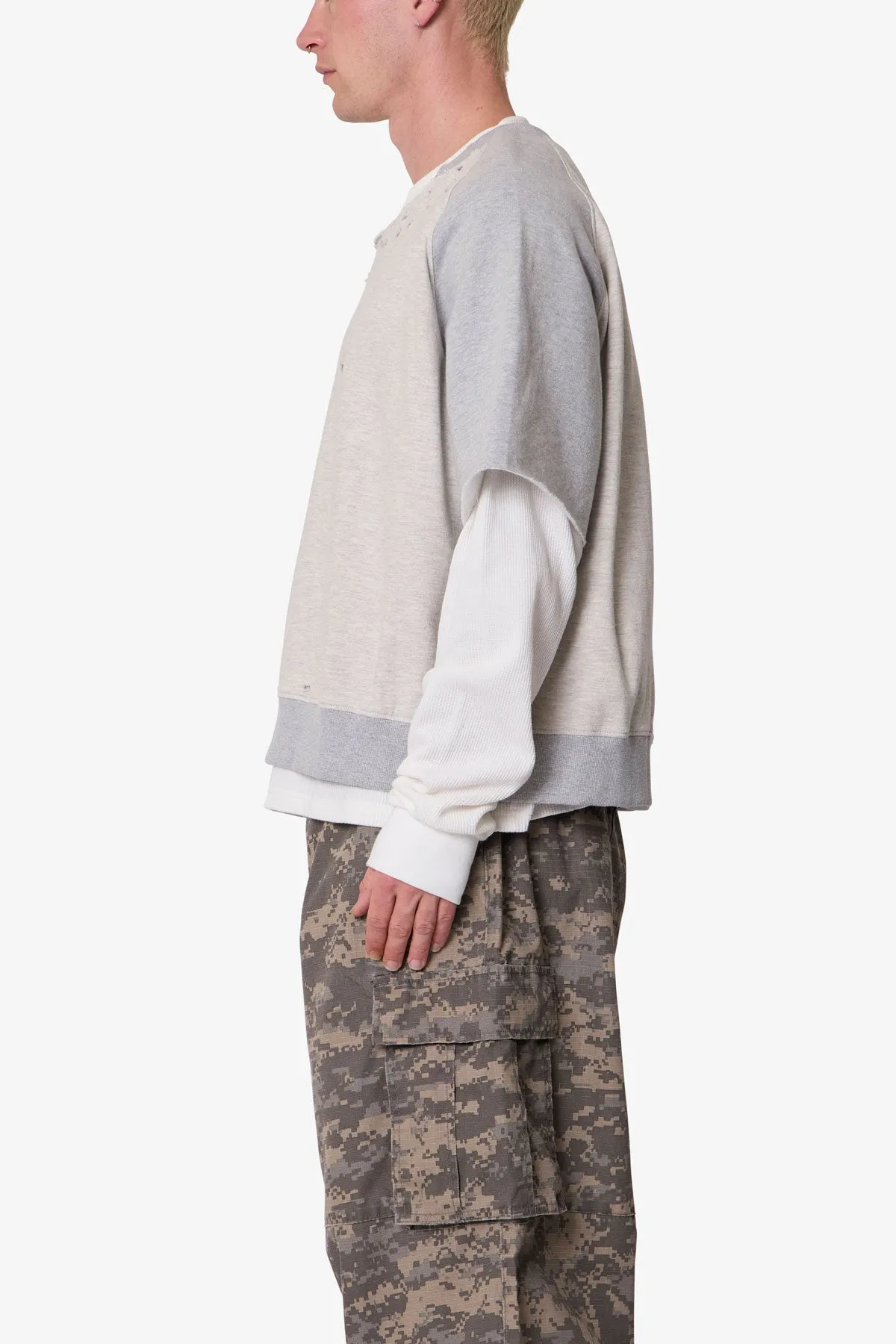 Layered Thermal Raglan Sweater - Heather Grey sold by MNML product image thumbnail 4