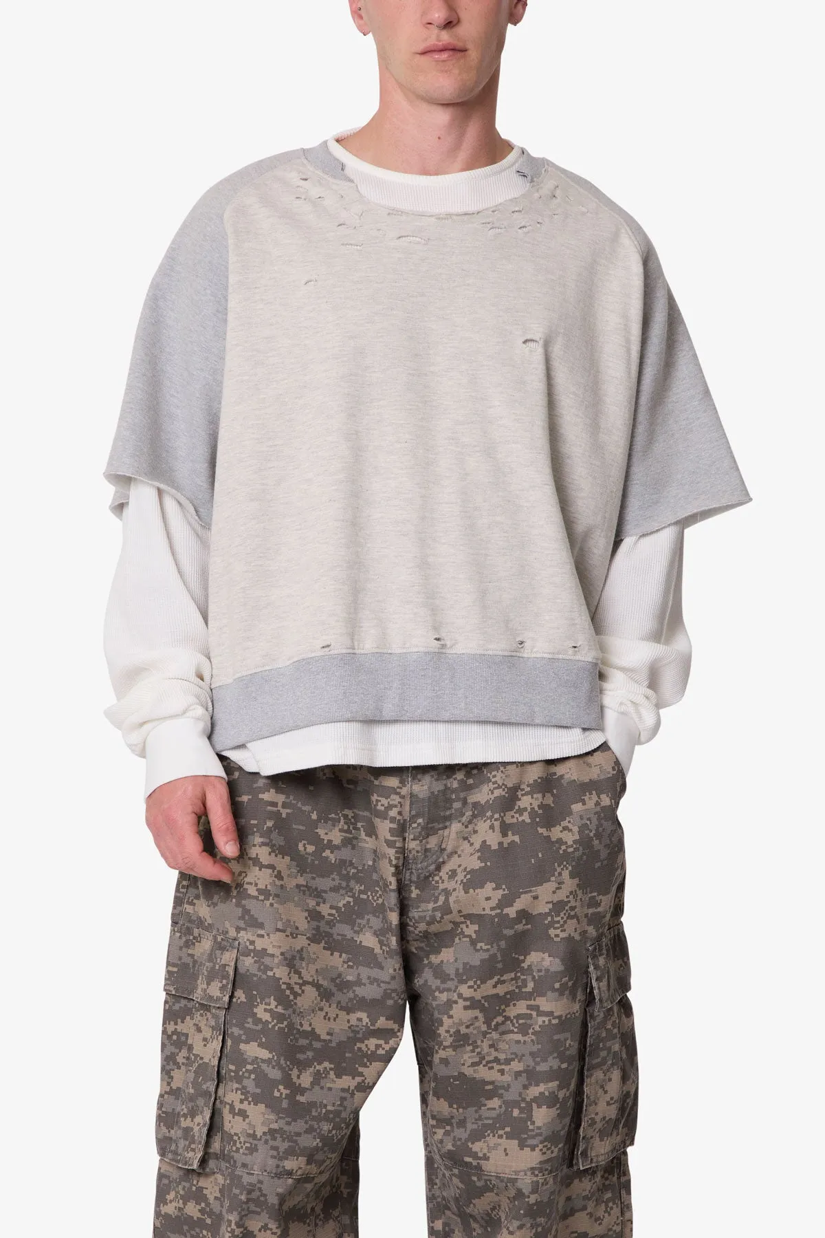 Layered Thermal Raglan Sweater - Heather Grey sold by MNML product image thumbnail 5