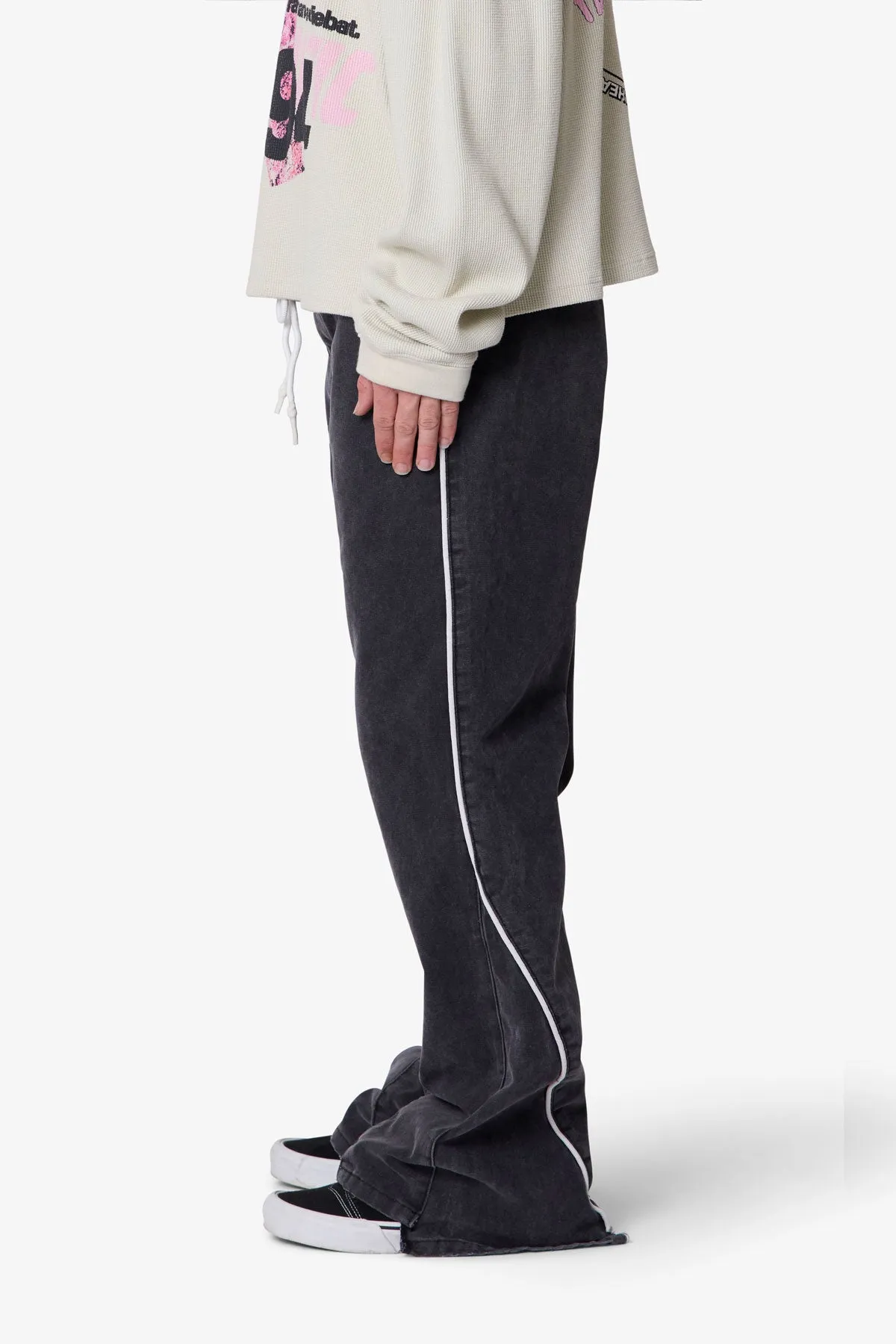 Piped Kick Flare Pants - Washed Black sold by MNML product image thumbnail 4