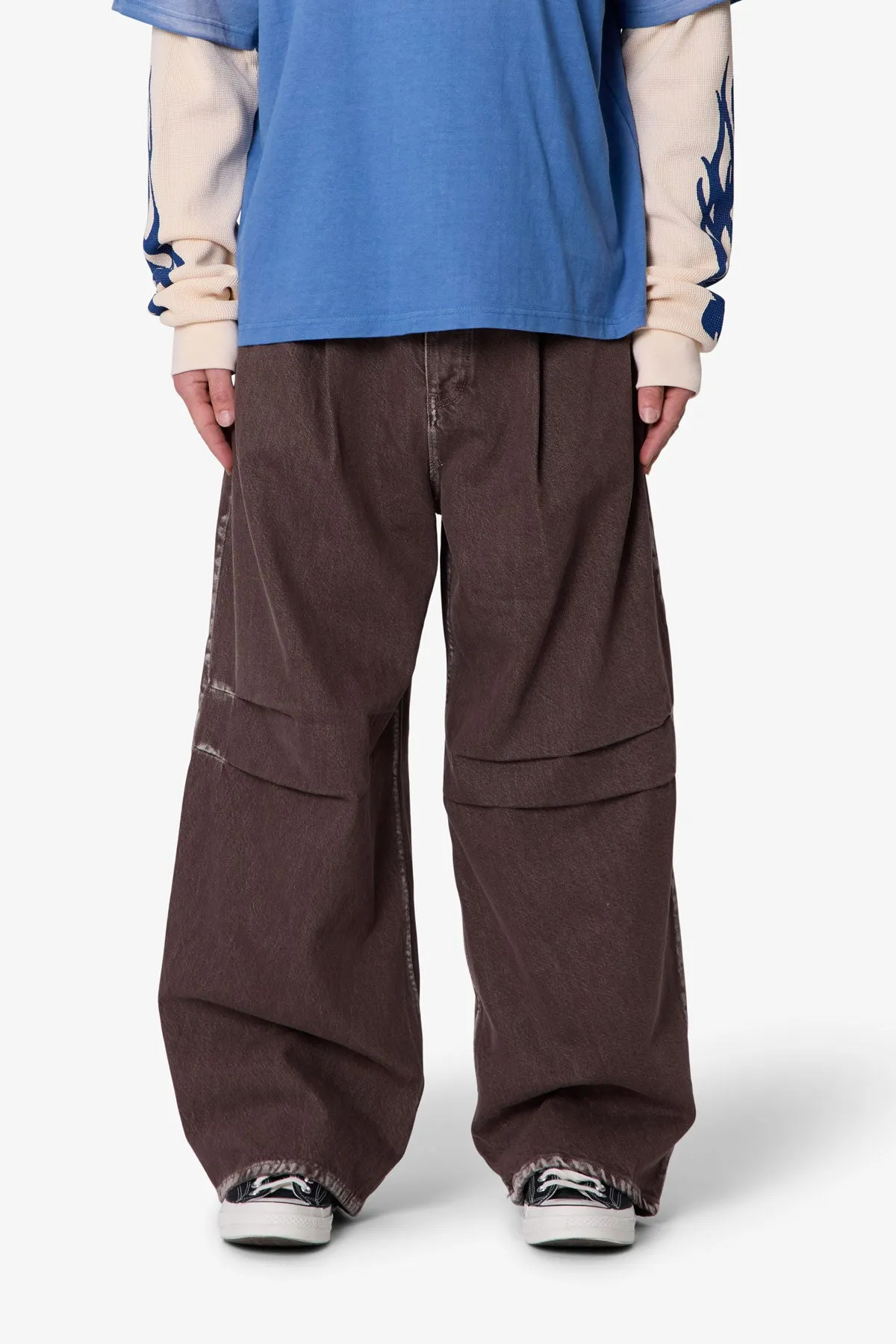 Raw Pleated Denim - Rinsed Brown sold by MNML