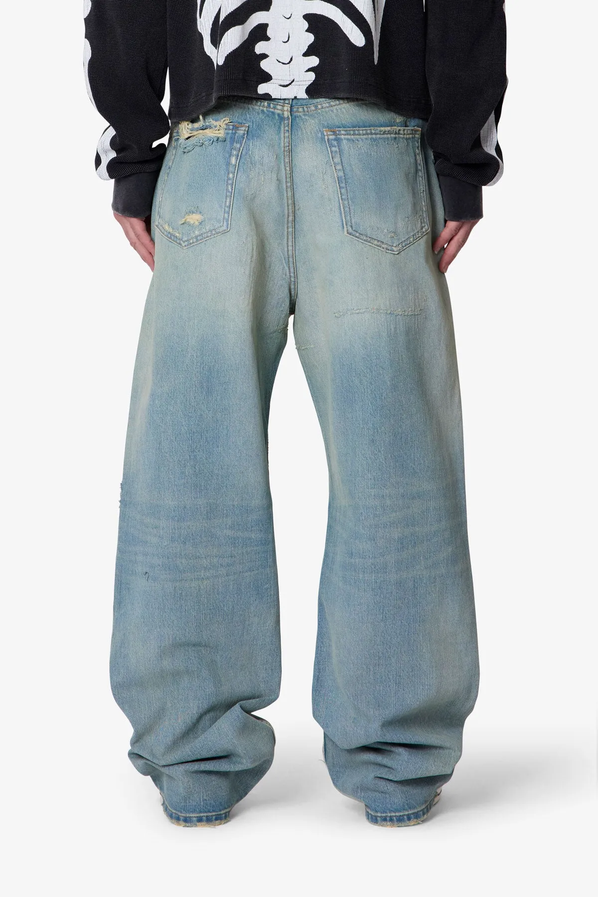 Distressed Ultra Baggy Denim - Blue sold by MNML product image thumbnail 5