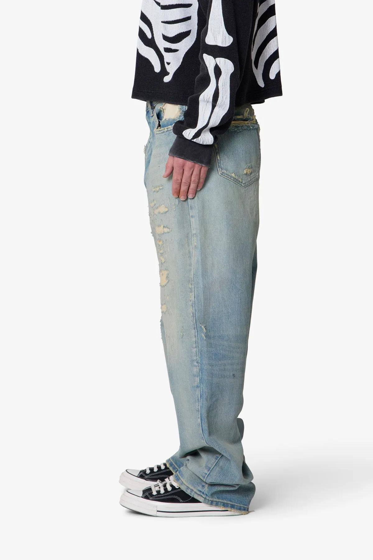 Distressed Ultra Baggy Denim - Blue sold by MNML product image thumbnail 4