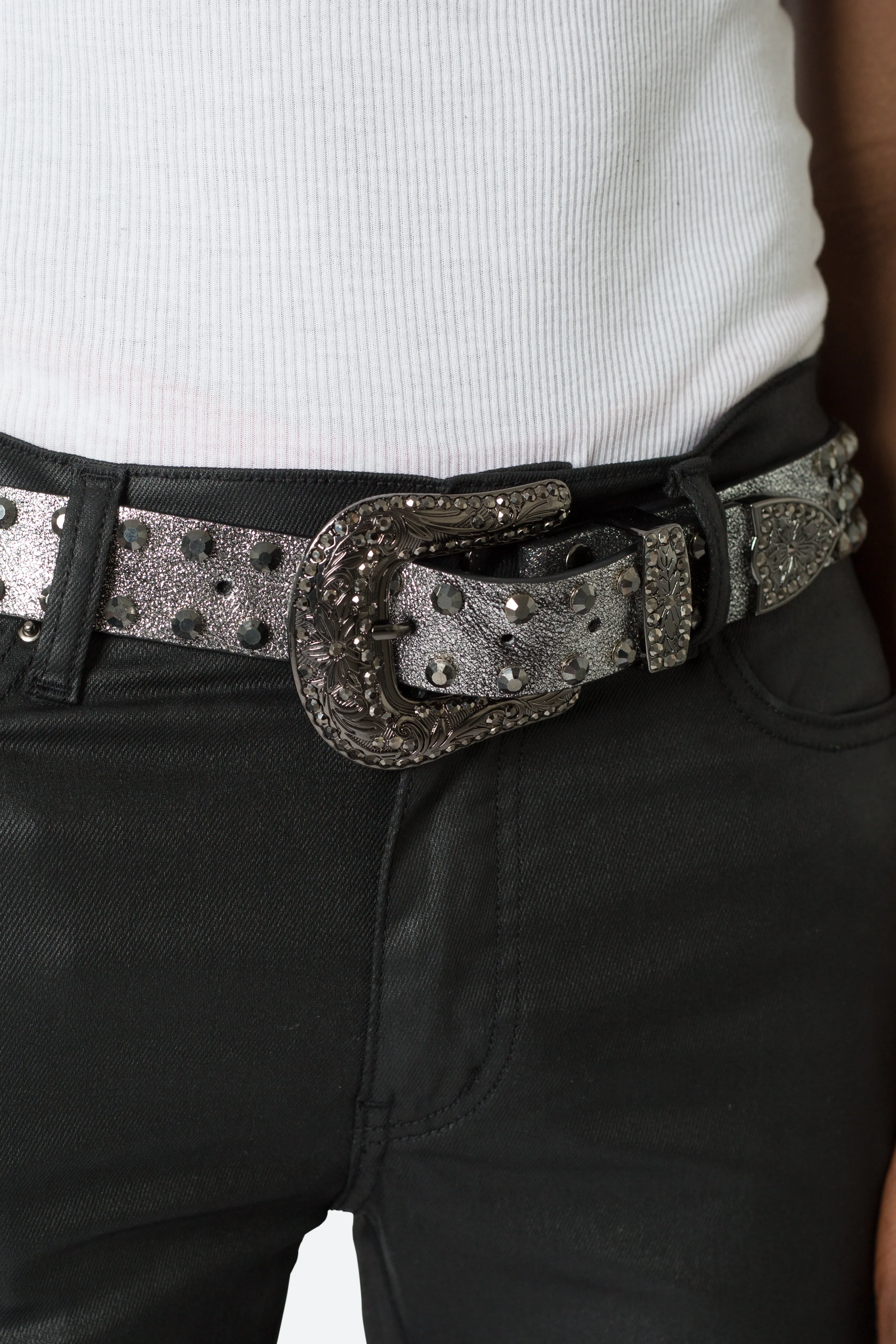 Die Cut Rhinestone Belt - Black sold by MNML product image thumbnail 4