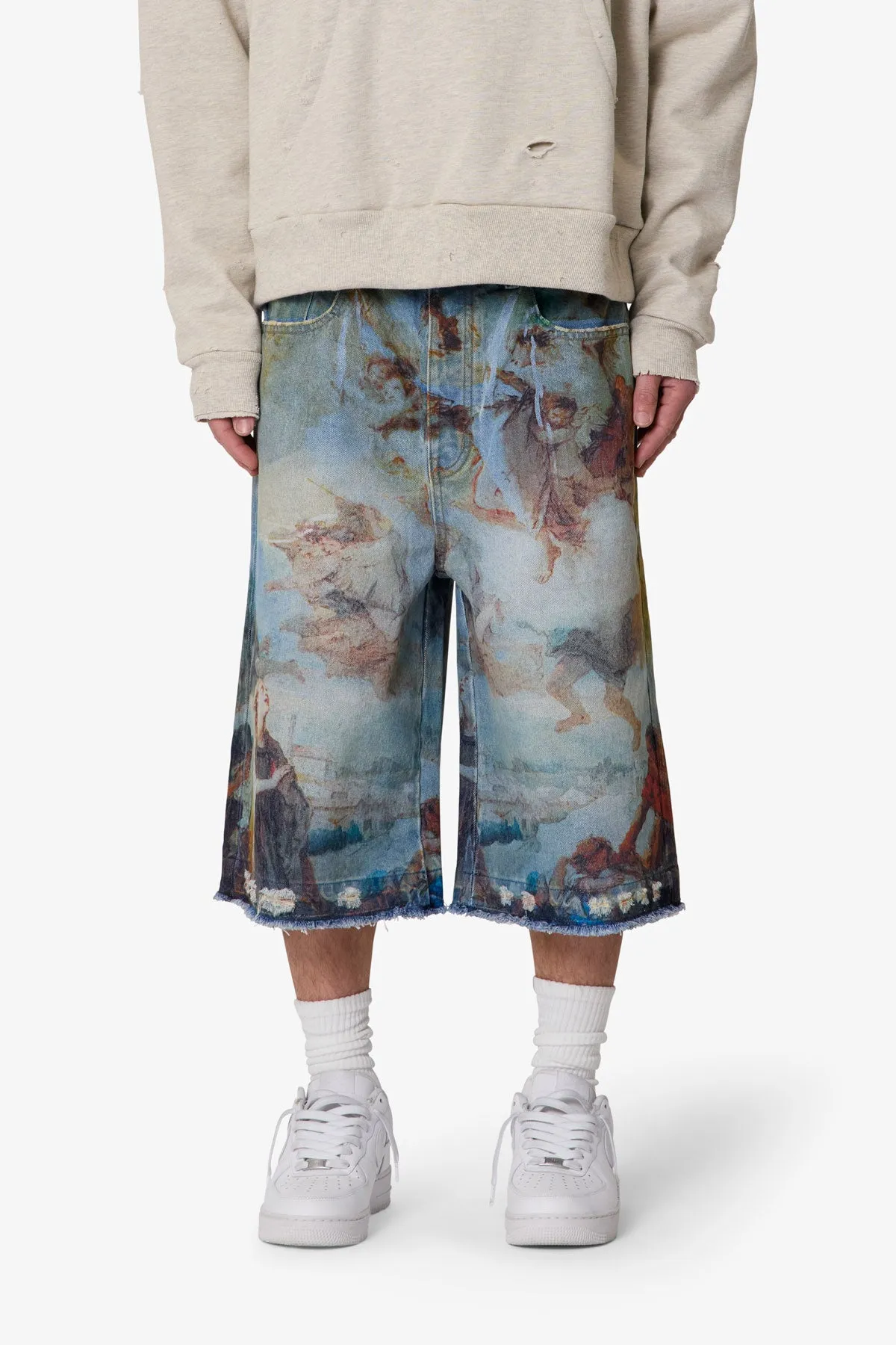 Ultra Baggy Angel Denim Shorts - Multi sold by MNML