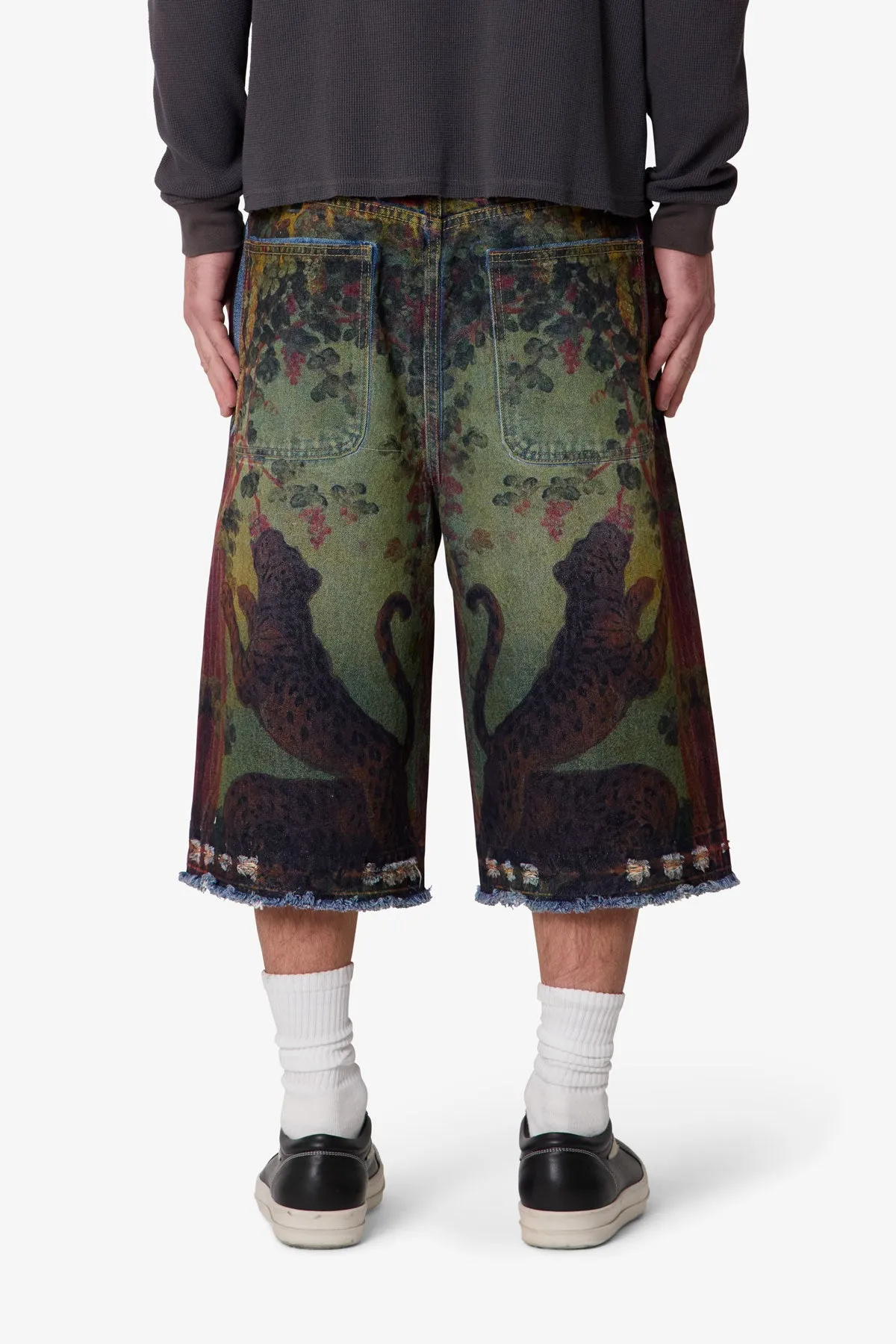 Ultra Baggy Leopard Denim Shorts - Multi sold by MNML product image thumbnail 5