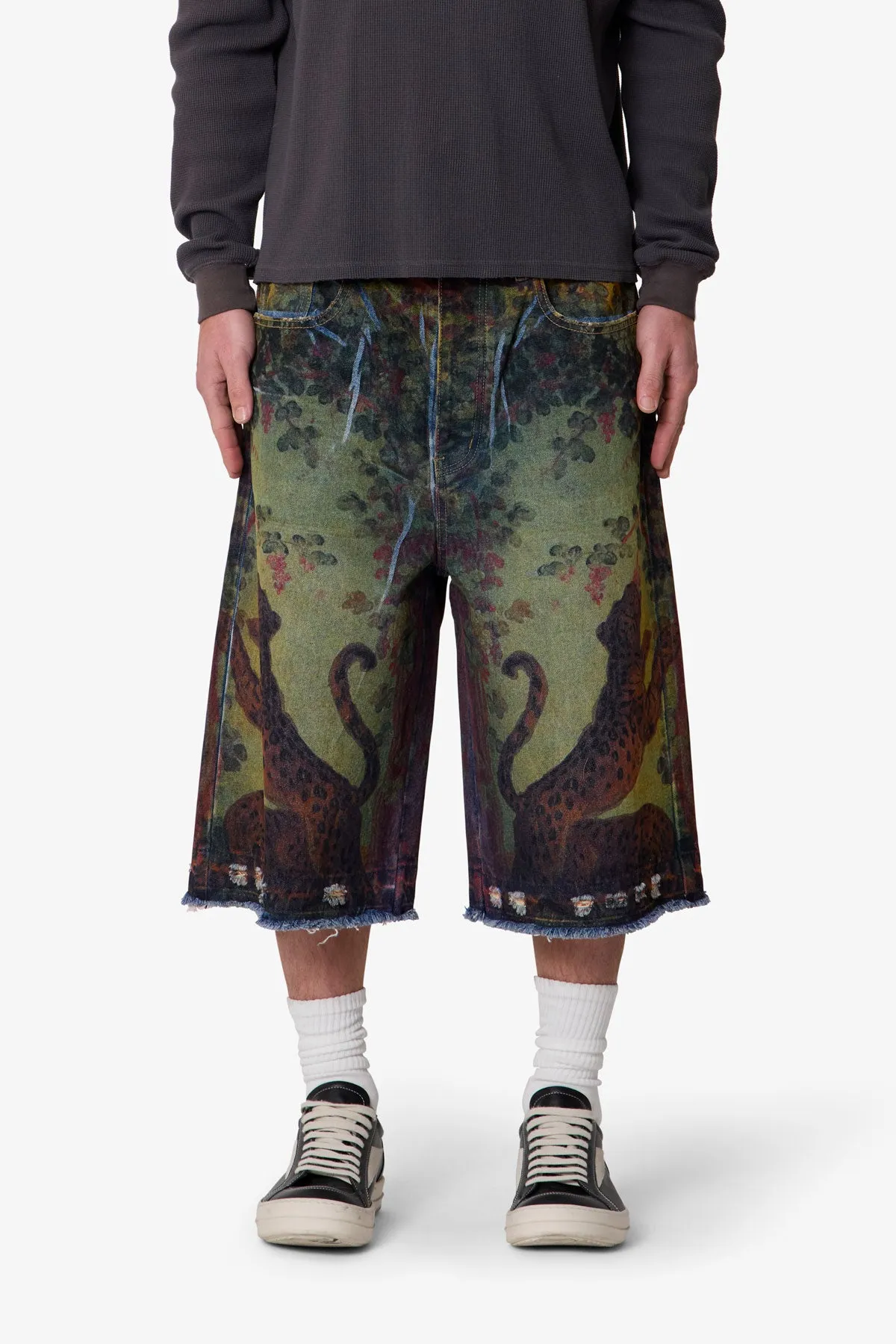 Ultra Baggy Leopard Denim Shorts - Multi sold by MNML product image thumbnail 2