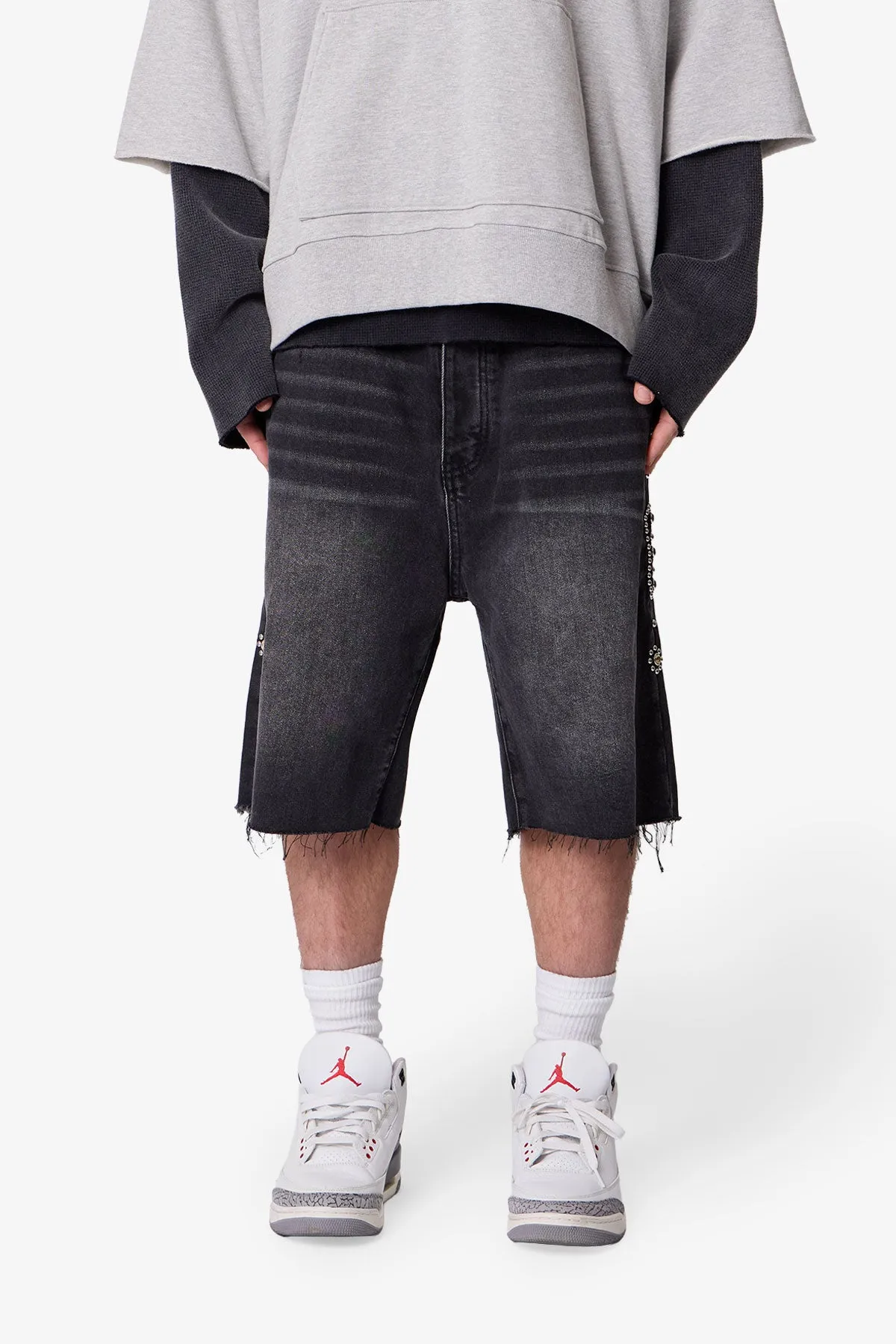 Baggy Mojave Denim Shorts - Black sold by MNML