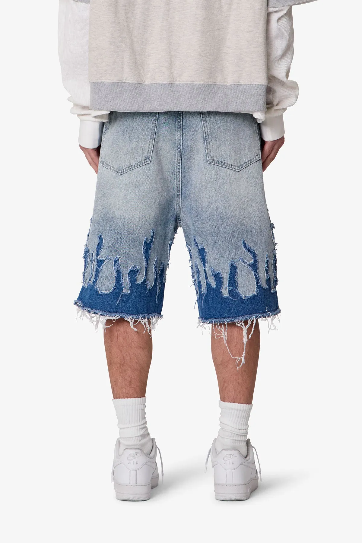 Baggy Flame Denim Shorts - Blue sold by MNML product image thumbnail 5