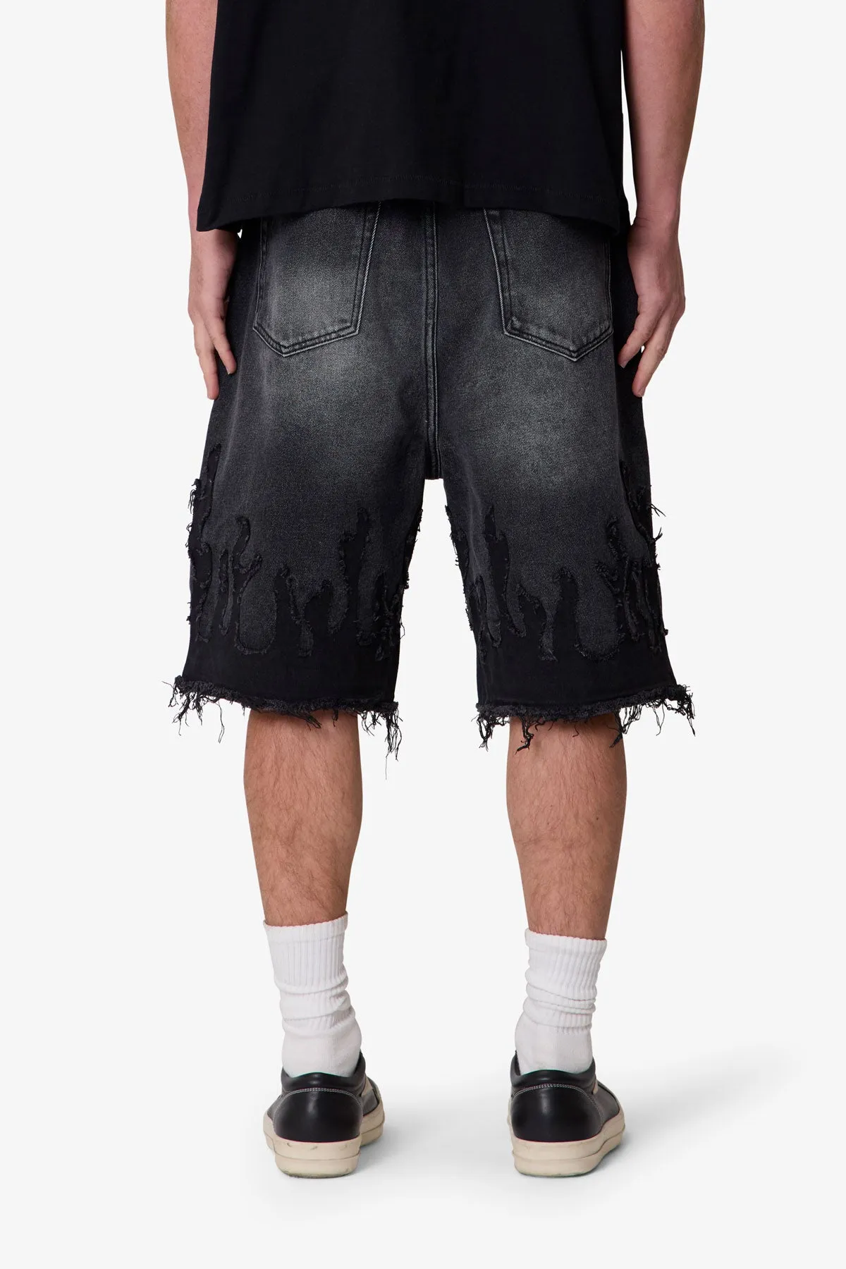 Baggy Flame Denim Shorts - Black sold by MNML product image thumbnail 5