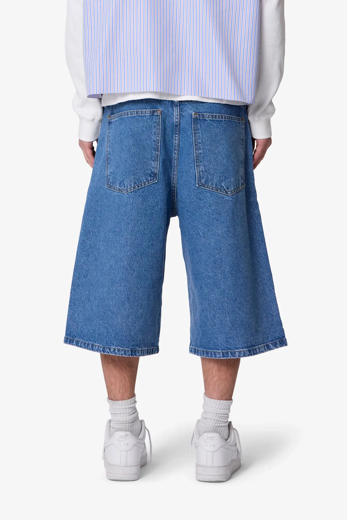 Ultra Baggy Pleated Denim Shorts - Washed Blue sold by MNML product image thumbnail 5