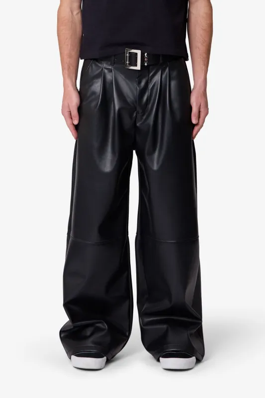 Leather Pleated Trouser - Black sold by MNML