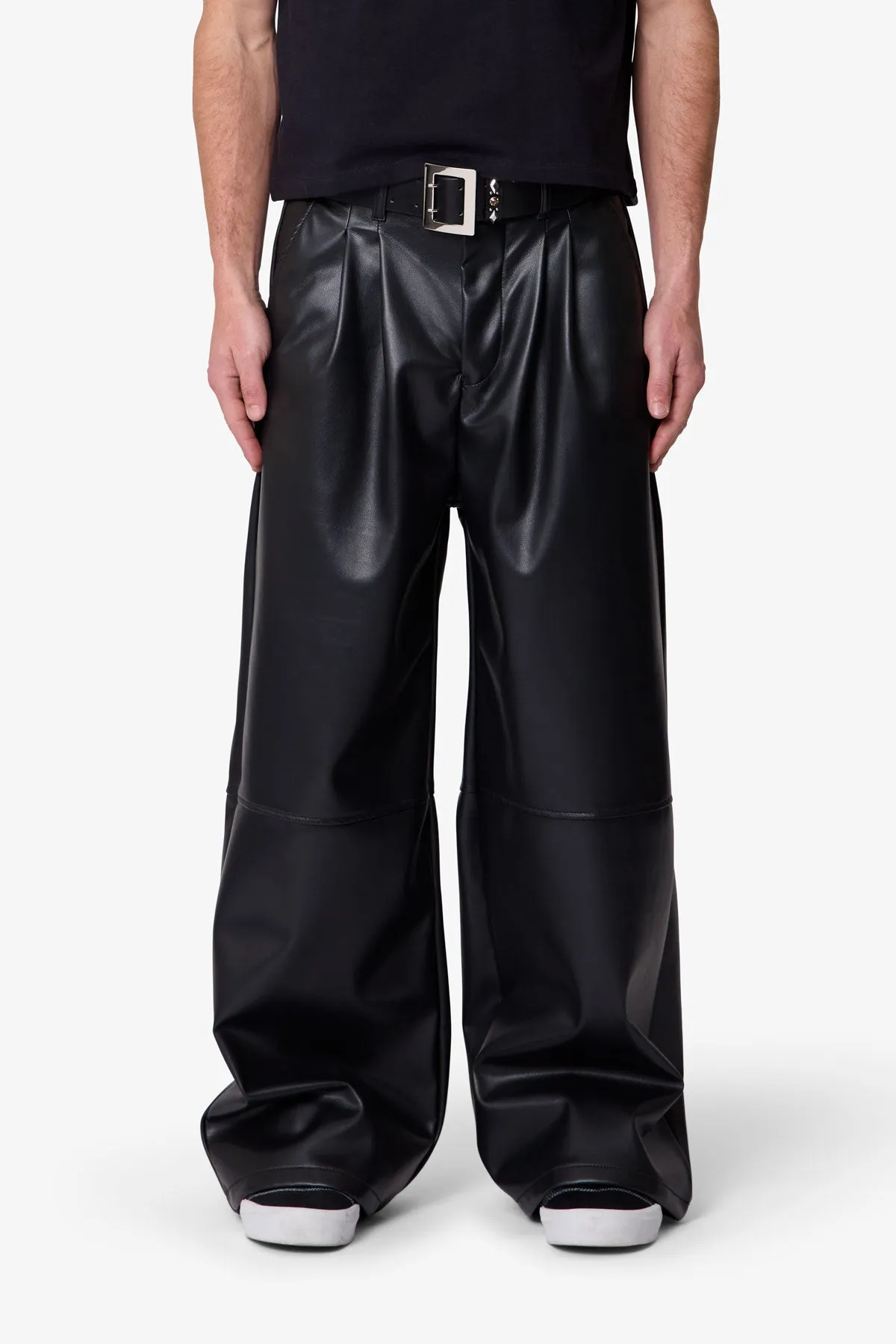 Leather Pleated Trouser - Black sold by MNML