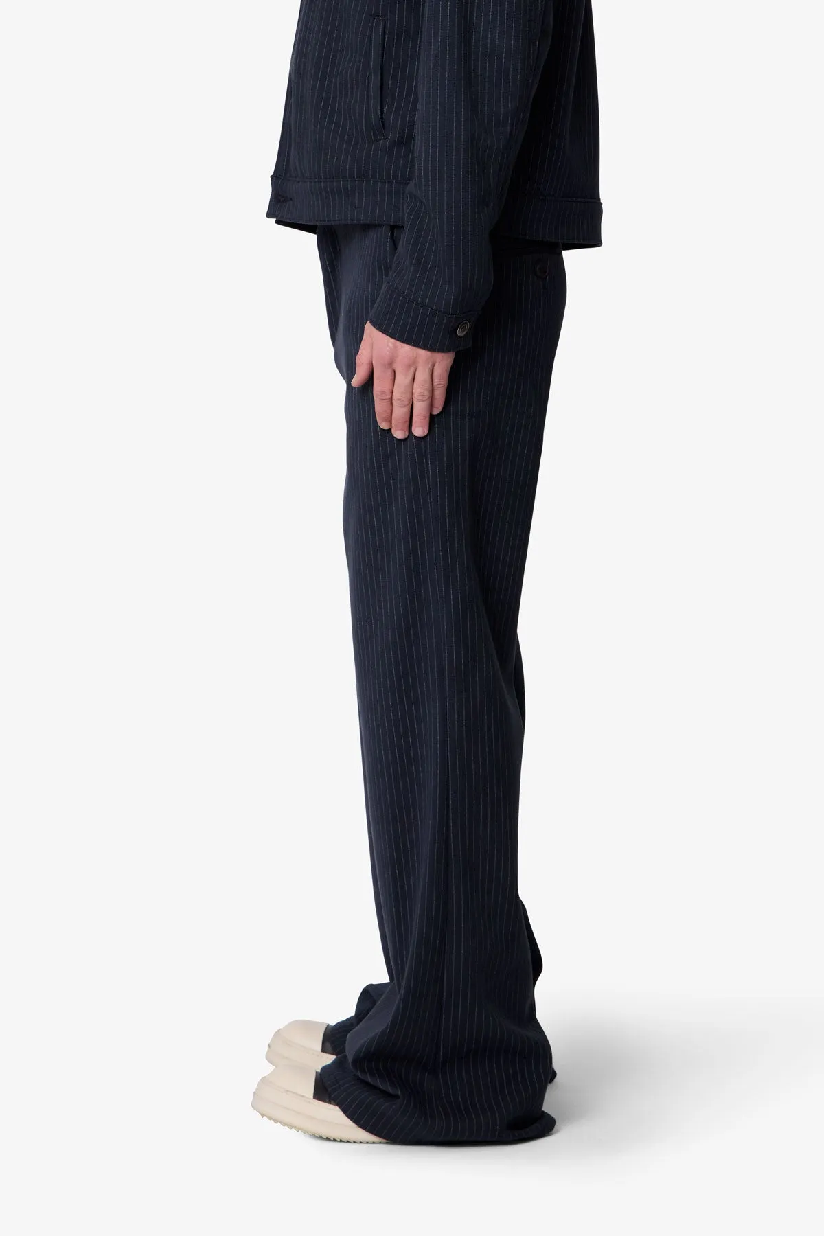 Pinstripe Bootcut Trouser - Black/White sold by MNML product image thumbnail 4