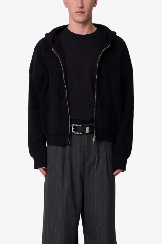 Knit Zip Up Hoodie - Black sold by MNML