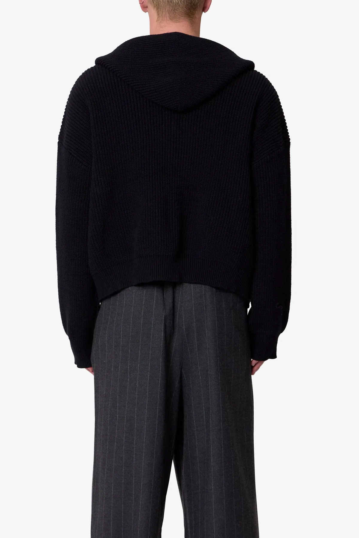 Knit Zip Up Hoodie - Black sold by MNML product image thumbnail 5