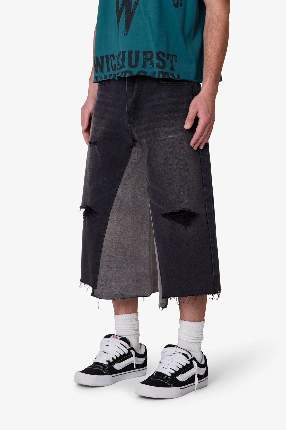 Paneled Denim Shorts - Washed Black sold by MNML product image thumbnail 3