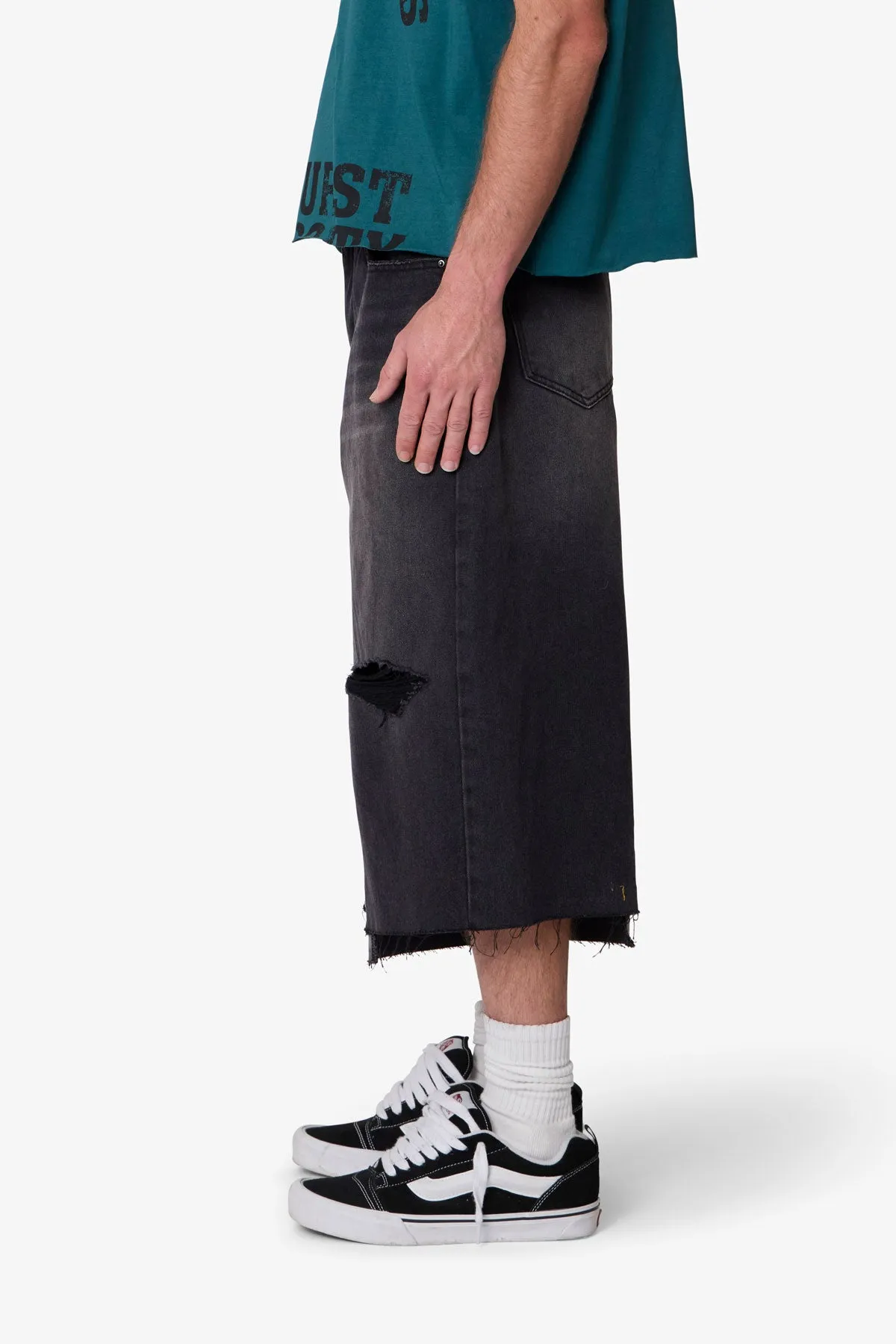 Paneled Denim Shorts - Washed Black sold by MNML product image thumbnail 4