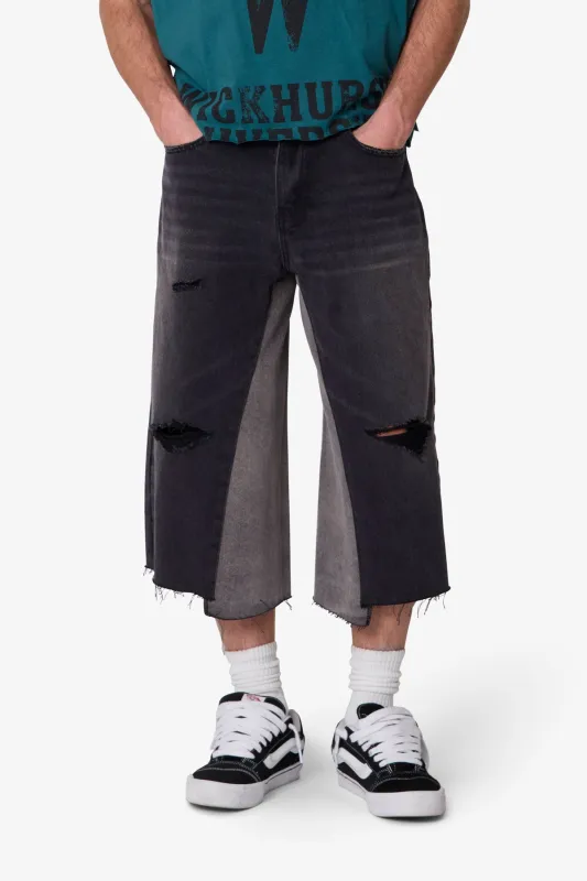 Paneled Denim Shorts - Washed Black made by MNML