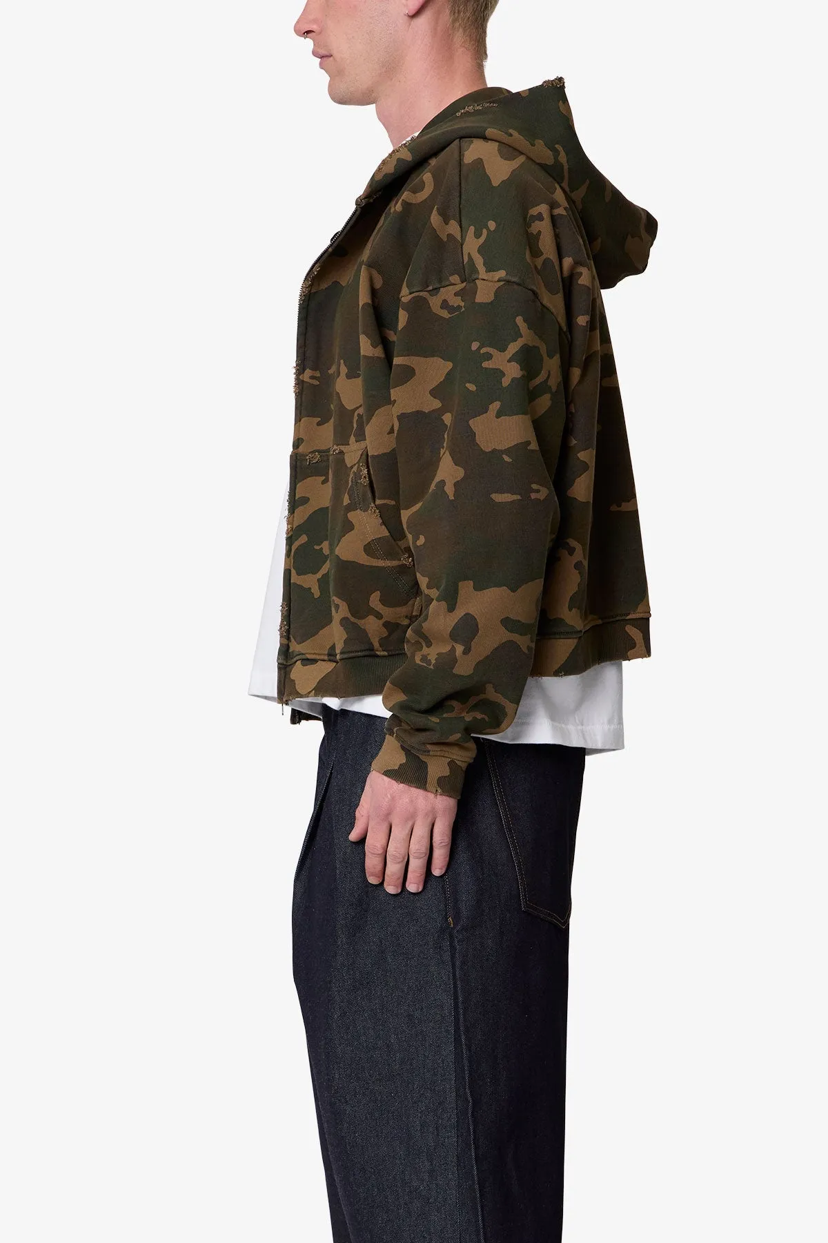 Camo Zip Up Hoodie - Green sold by MNML product image thumbnail 4