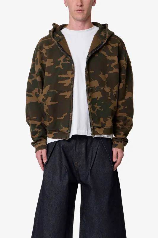 Camo Zip Up Hoodie - Green sold by MNML